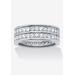 Women's 2.05 Cttw. Round Cz Platinum-Plated Sterling Silver Double-Row Eternity Ring by PalmBeach Jewelry in Platinum (Size 12)