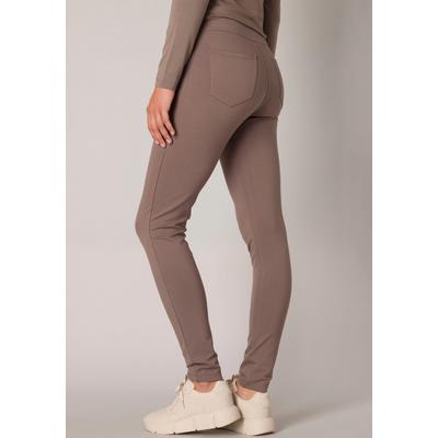 Treggings BASE LEVEL, Damen, Gr. 38, N-Gr, grau (schwarz taupe), Web, Obermaterial: 65% Viskose, 30% Nylon, 5% Elasthan, unifarben, casual, eng lang, Hosen, mit elastischem Bund und Viskose Image