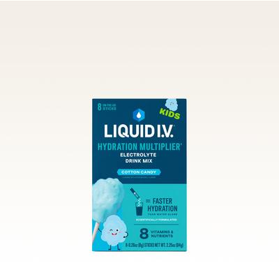 Liquid I.V. Kids Cotton Candy 8-Pack Hydration Multiplier® For Kids - Hydrating Powdered Electrolyte Drink Mix Packet