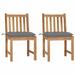 Walmeck Patio Chairs 2 pcs with Cushions Solid Teak Wood