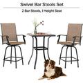 Violet 3 Peice High Quality Swivel Bar Set â€“ 2 Solid And Easy Assemble Chair And a High Squire Glass Tea Table