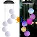 LED Solar Hummingbird Wind Chime Mobile Hanging Wind Chime for Home Garden Decoration Automatic Light Changing Color - Lantern ball