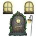 Pudcoco Resin Luminous Welcome Door Miniature Fairy Elf Windows Garden Figurine Decoration for Garden Patio Yard