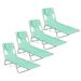 Ostrich Chaise Lounge Folding Sunbathing Recliner Lawn Chair Teal (4 Pack)