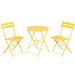 Mondawe 3-Piece Bistro Set Folding Outdoor Patio Furniture Metal Folding Round Table and Chair for Yard/Garden/Balcony/Poolside Yellow
