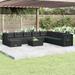 vidaXL 9 Piece Patio Lounge Set with Cushions Black Poly Rattan