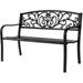 50 Patio Park Garden Bench Outdoor Metal Benches Cast Iron Steel Frame Chair Front Porch Path Yard Lawn Decor Deck Furniture for 2-3 Person Seat