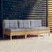 Walmeck 3-Seater Patio Sofa with Gray Cushions Solid Pinewood