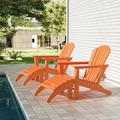 Polytrends Altura Outdoor Eco-Friendly All Weather Adirondack Chairs with Ottomans (4-Piece Conversation Set) Orange