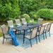 Summit Living 9-Piece Outdoor Patio Dining Set with 8 High Back Padded Chairs & 1 Expandable Metal Steel Table Black & Gray