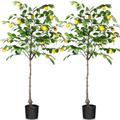 Kazeila Artificial Plant 120cm Artificial Lemon Tree Fake Plants Tree Faux Tall Plant for Indoor Outdoor Decoration Home Living Room(2Pack)