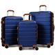 CALDARIUS Suitcase Set | 3 Pcs suitcases | Hard Shell | Luggage Sets |Aluminum Alloy Telescopic Handle | 3 Digit Combination Lock | Lightweight | | 4 Dual Spinner Wheels | (3 Piece Full Set, Blue)