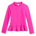 Girls UPF 50+ Peplum Long Sleeve Rashguard | Hot Pink