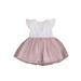 Nituyy Little Girls Summer Dress Ruffle Sleeve Round Neck Lace Back Zipper Up Dress Mesh Multi-Layer Princess Party TuTu Dress