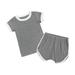 Wavsuf Kids Sets Clothes Short Sleeve Comfort Shorts Dark Gray Two Piece Sets Size 3-4 Years