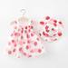 JWZUY Toddler Teen Girl Square Neck Sleeveless Dress Strawberry Print Dresses Lovely Fashion Dress Mesh Patchwork Dress (1x Dress+1x Hat) Red 12-18 Months