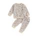 Bagilaanoe 2PCS Toddler Baby Girl Long Pants Set Flower Print Long Sleeve Sweatshirt Tops + Sweatpants 6M 12M 18M 24M 3T Kids Casual Sweatsuits