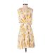 White House Black Market Casual Dress - Wrap: Yellow Graphic Dresses - Women's Size 00