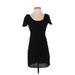 Silence and Noise Cocktail Dress - Mini Scoop Neck Short sleeves: Black Solid Dresses - Women's Size Small