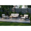 NewAge Products Outdoor Furniture Rhodes 4 Seater Patio Chat Set w/ Coffee Table & Side Table Wood/Natural Hardwoods/Teak in Gray | Wayfair 91551