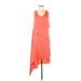 BCBGMAXAZRIA Casual Dress - A-Line Scoop Neck Sleeveless: Orange Print Dresses - Women's Size X-Small