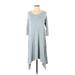 Matilda Jane Casual Dress - A-Line Scoop Neck 3/4 sleeves: Gray Stripes Dresses - Women's Size Small