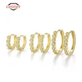 6mm/8mm 925 Sterling Silver Circle Zircon CZ Hoop Earrings for Women Gold/Rose gold/Silver Small