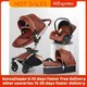 Luxury Baby Stroller AGAPE Leather High View 3 in 1 Stroller For 0-3 Years 360 Ratetion Design High