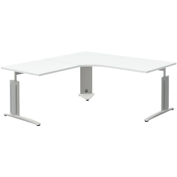 röhr Winkelschreibtisch höhenverstellbar (manuell) »Techno« 90°-Winkel links weiß, 180x82x80 cm Image