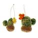 Novica Handmade Christmas Cacti Crocheted Ornaments (Pair)