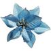 12 Pack Large Christmas Glitter Silver Poinsettia Artificial Silk Flowers Picks Christmas Tree - Blue