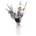 Pjtewawe Colorful European Elegant Magnolia Imitation Flower Living Room Dining Table Decoration Flower Art Artificial flowers White and Purple