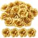 Yzyil 30 Pack Artificial Gold Roses Flowers Blossom Silk Rose Flower Head Gold Artificial Silk Rose
