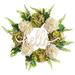 Kripyery Halloween Wreath Decor - Festive Hello Artificial Wreath Door Decoration with Green White Hydrangea False Wreath Front Door Wall Hanging Festival Round Wreath