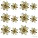 24 Pieces Christmas Glitter Artificial Flowers Christmas Flowers Decorations Wedding Xmas Tree New Year Ornaments - Gold