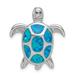 Beautiful Sterling Silver Rhodium Created Blue Opal Turtle Slide