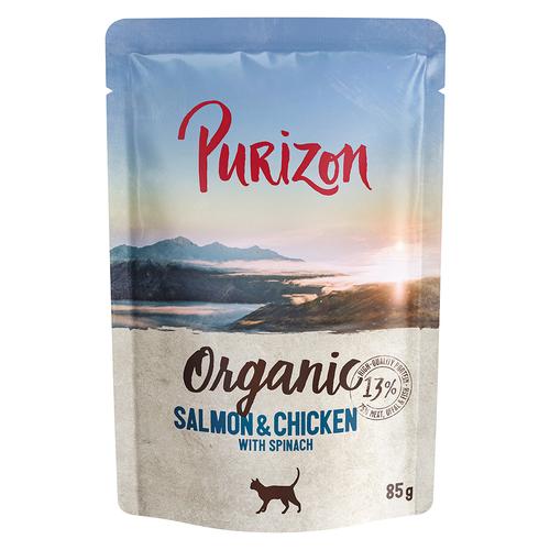 12x 85g Purizon Organic Lachs und Huhn mit Spinat Katzenfutter nass