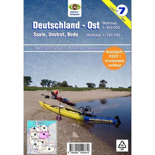 Wassersport-Karte / Deutschland Ost für Kanu- und Rudersport