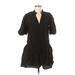 Zara Casual Dress - Mini Plunge Short sleeves: Black Print Dresses - Women's Size Small