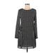 H&M Casual Dress - Mini Scoop Neck Long sleeves: Black Dresses - Women's Size 8