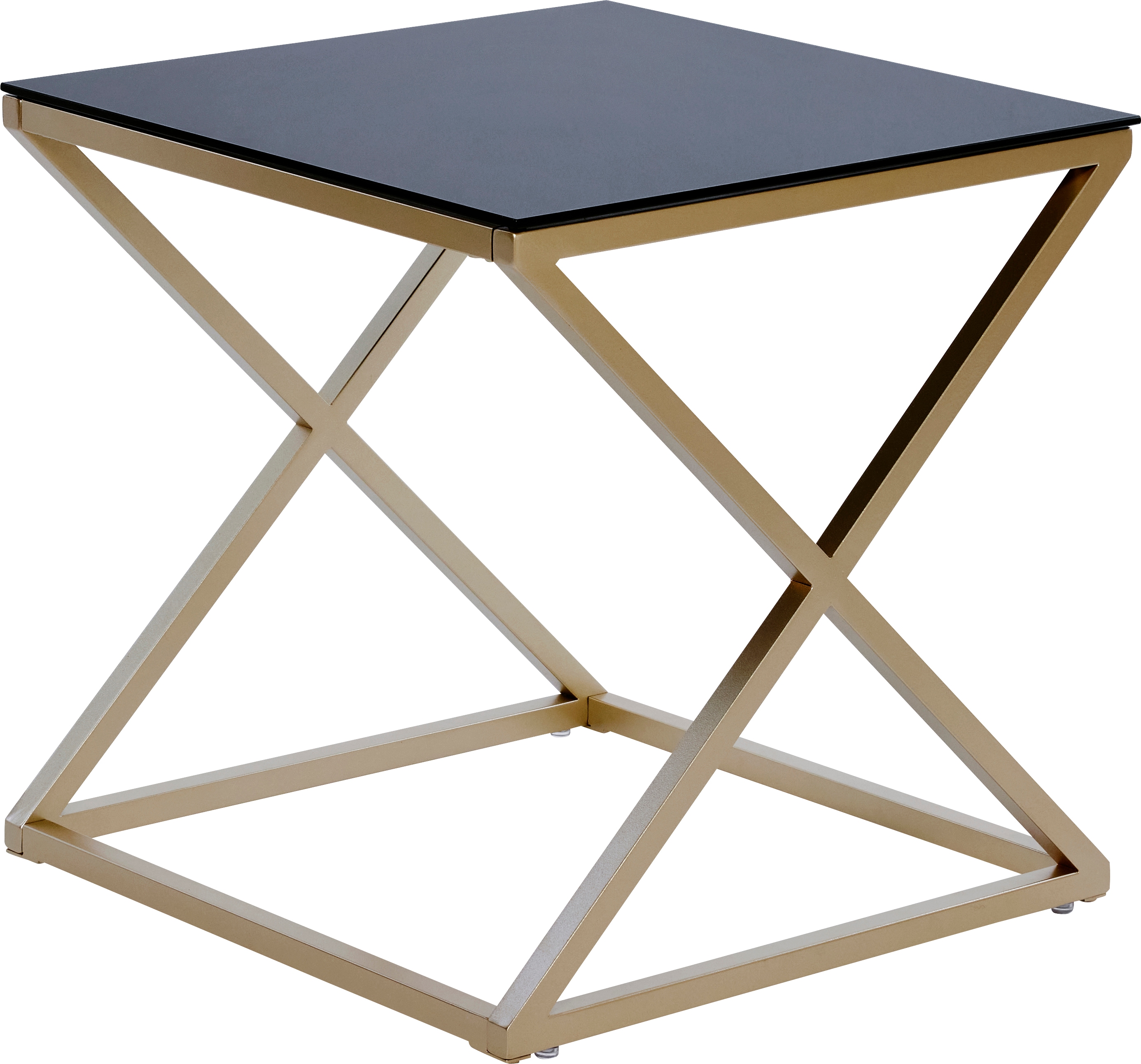 Beistelltisch JAHNKE "XTRA BY SIDE", gold (schwarzglas, gold, goldfarben, schwarzglas), B:50cm H:50cm T:50cm, Tische, Beistelltisch, Nachttisch/Beistelltisch in Gold-Look, aus Sicherheitsglas gefertigt