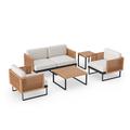 NewAge Products Outdoor Furniture Monterey 4 Seater Patio Chat Set w/ Coffee Table & Side Table Wood/Metal/Natural Hardwoods/Teak | Wayfair 91313