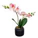 Primrue Artificial Orchid Plant, Velvet Touch, w/ Planter, Indoor Fake Plant in Red/Pink/Black | 13.4 H x 12.2 W x 3.9 D in | Wayfair