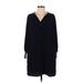 Ann Taylor Casual Dress - Mini V-Neck 3/4 sleeves: Black Dresses - Women's Size Small