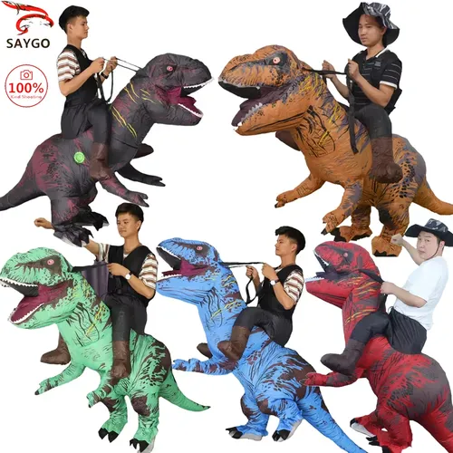 Ride Costume gonflable dinosaure t-rex déguisement d'halloween pour adulte Costume Dragon tenue de fête animal sur le thème Blow Up cosplay
