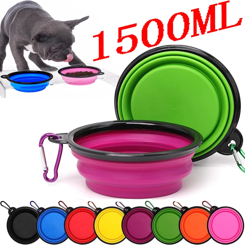 Bol pliant en Silicone pour animaux de compagnie, bol de nourriture pliable pour chien, grand bol de voyage pour animaux de compagnie en plein air, conteneur de nourriture Portable pour chiot,