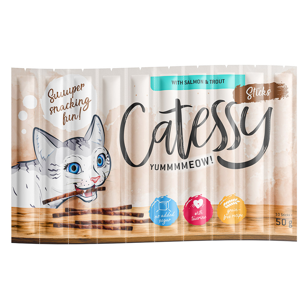 Catessy Sticks 10 x 5 g Snack per gatti - con Salmone & Trota