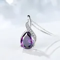 Buyee 925 Sterling Silver Amethyst Pendant Chain Light Blue Stone Necklace for Woman Classic Family