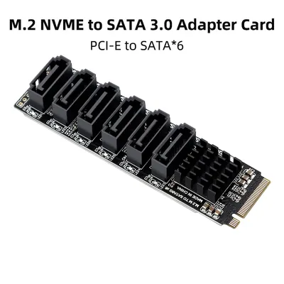 M.2 NVME PCI-E PCIE X4 X8 X16 to 6 Port 3.0 SATA Adapter Card Riser III ASM1166 6GB/S Chassis server