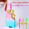 Creative Three Flame Butane Gas Lighter Metal Gradient Flame Switching Cool Windproof Torch Lighter